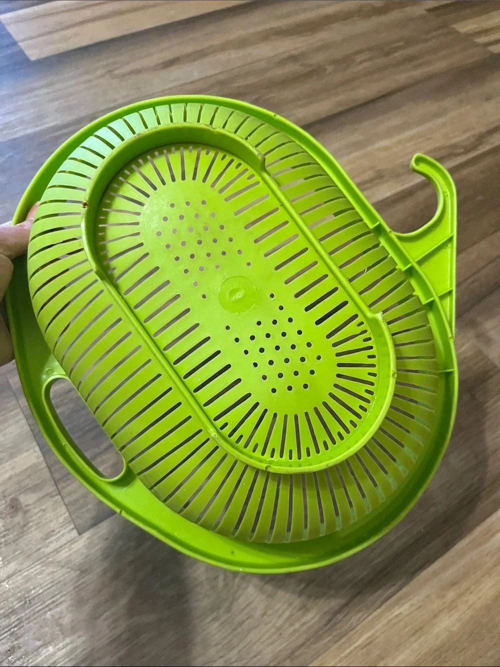 Vintage lime green plastic colander